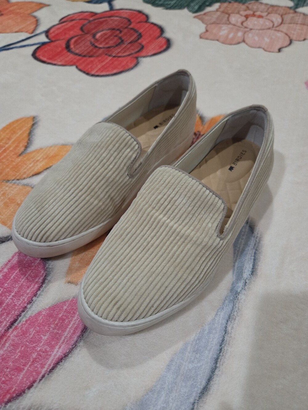 Birdies The Swift Slip-On Sneakers Oatmeal Corduroy Size 6.5